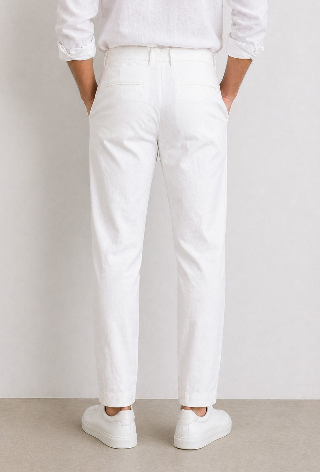 Pantalone uomo Dresserd in Lino e cotone semi slim fit - BIANCO