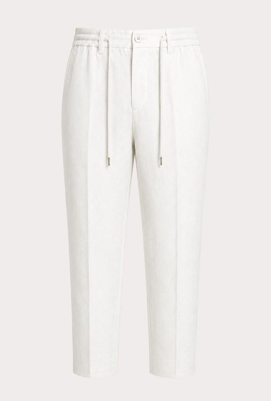 Pantalone 100% Lino Uomo confort fit con elastico - BIANCO