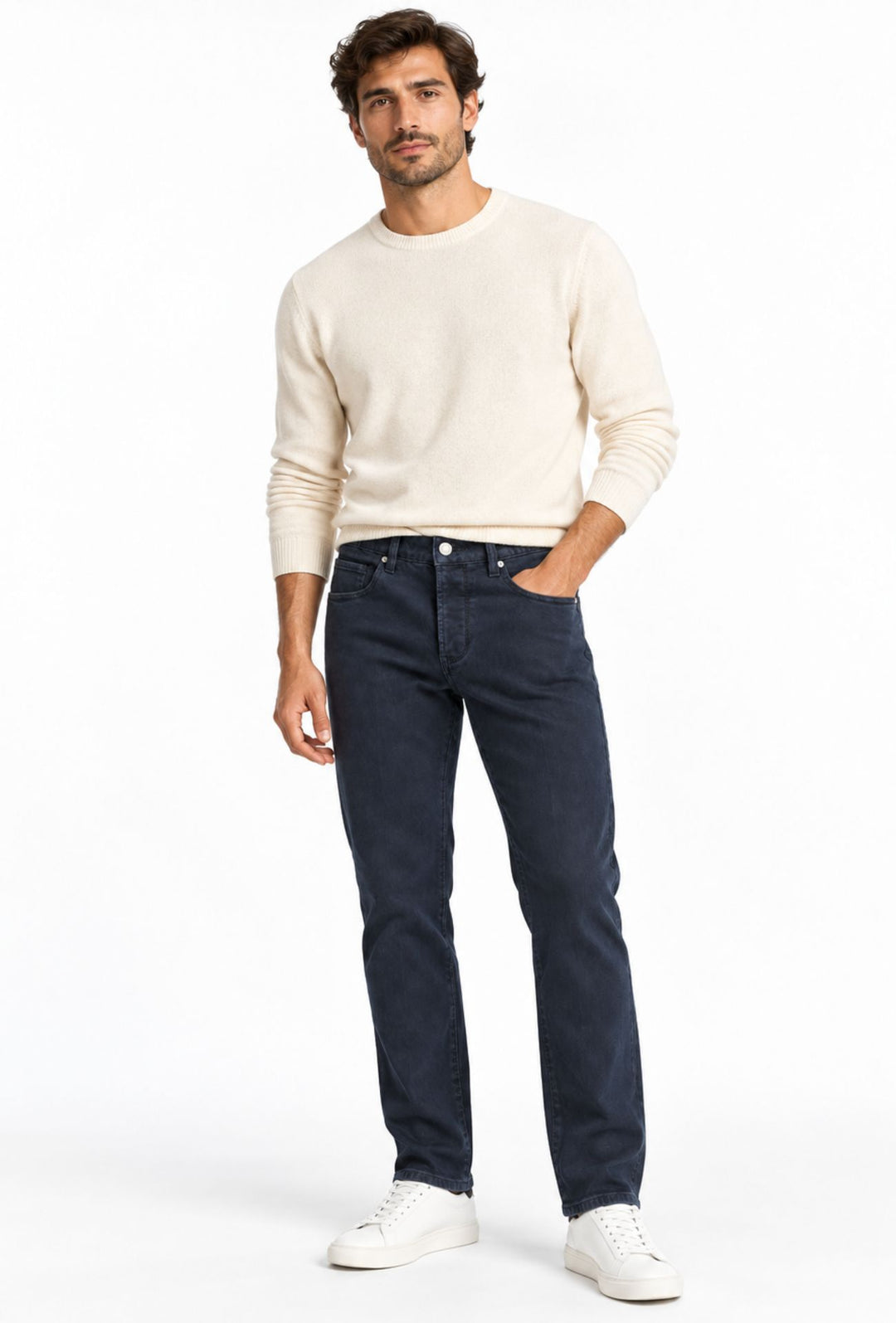 Pantalone Uomo Invernale DRESSERD Effetto Jeans 5 Tasche- BLU SCURO