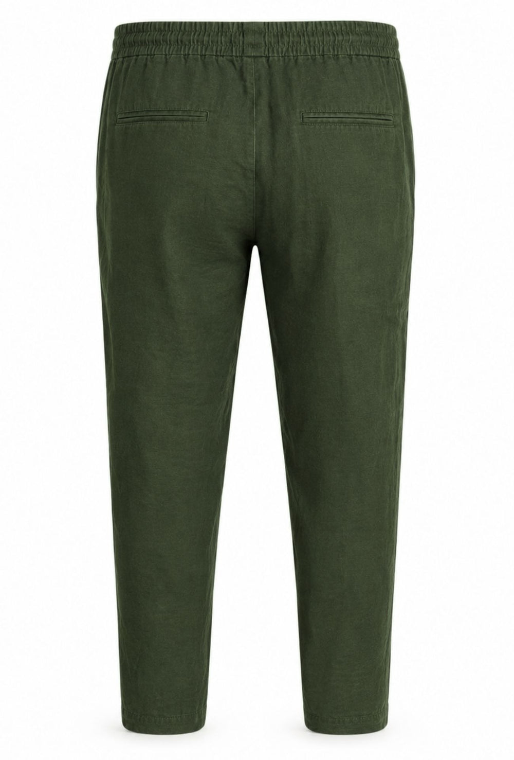 Pantalone 100% Lino Uomo confort fit con elastico - VERDE MILITARE