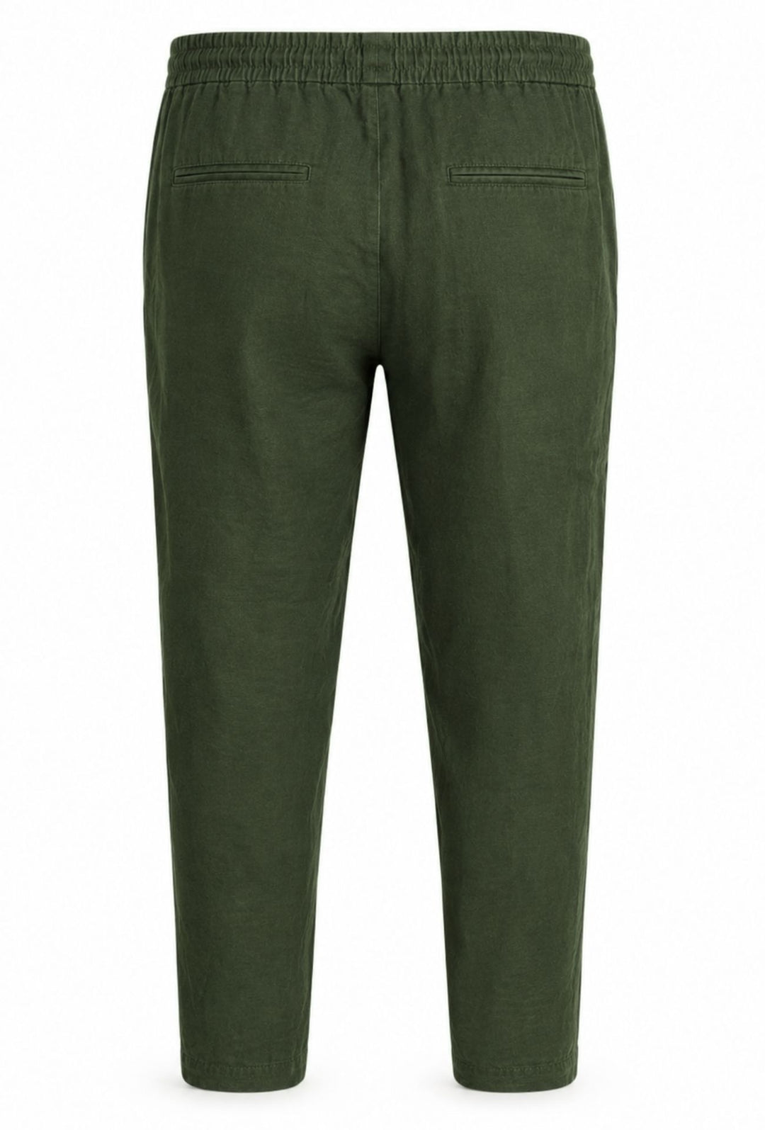 Pantalone 100% Lino Uomo confort fit con elastico - VERDE MILITARE