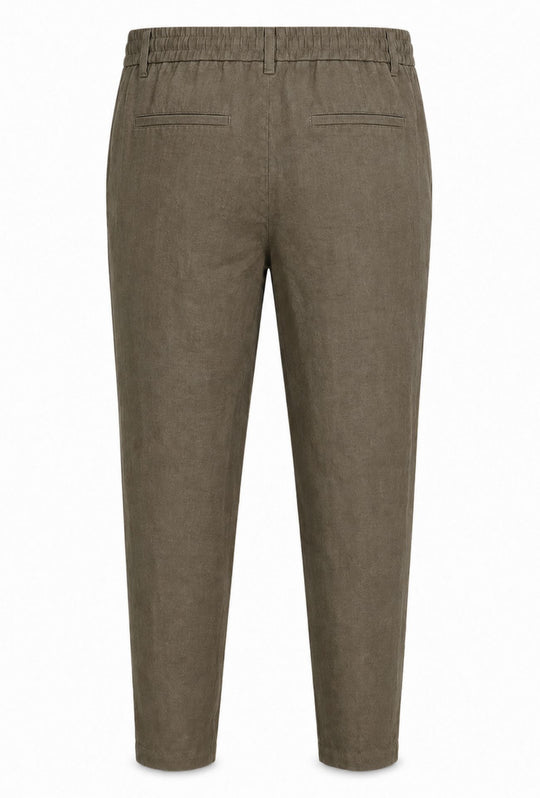 Pantalone 100% Lino Uomo confort fit con elastico - CAMMELLO
