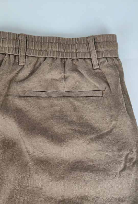 Pantalone 100% Lino Uomo confort fit con elastico - CAMMELLO