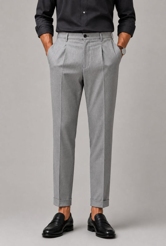 Pantalone uomo con elastico capri in viscosa - GRIGIO