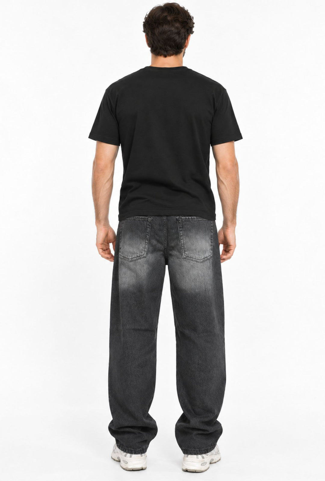 Jeans uomo baggy Effetto Slavato Vestibilità Over- GRIGIO ANTRACITE