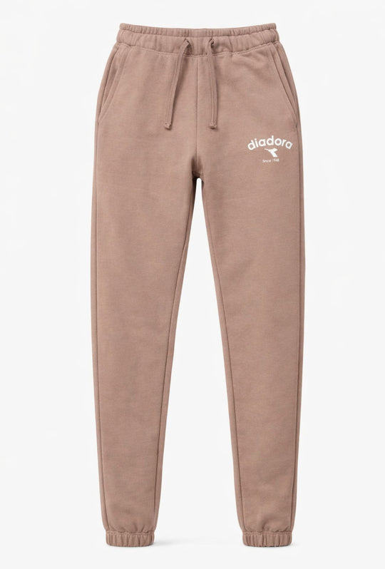 Pantaloni di tuta unisex Diadora in caldo cotone non felpato - NOCCIOLA