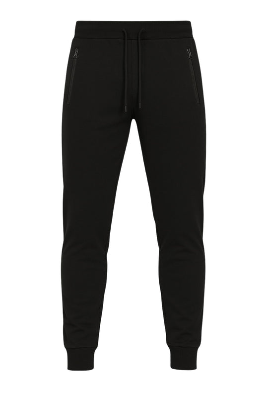 Pantalone tuta uomo in cotone leggero Semi slim fit - NERO
