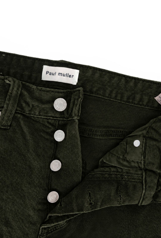 Pantalone uomo in cotone jeansato 5 Tasche invernale Regular Fit- VERDE MILITARE