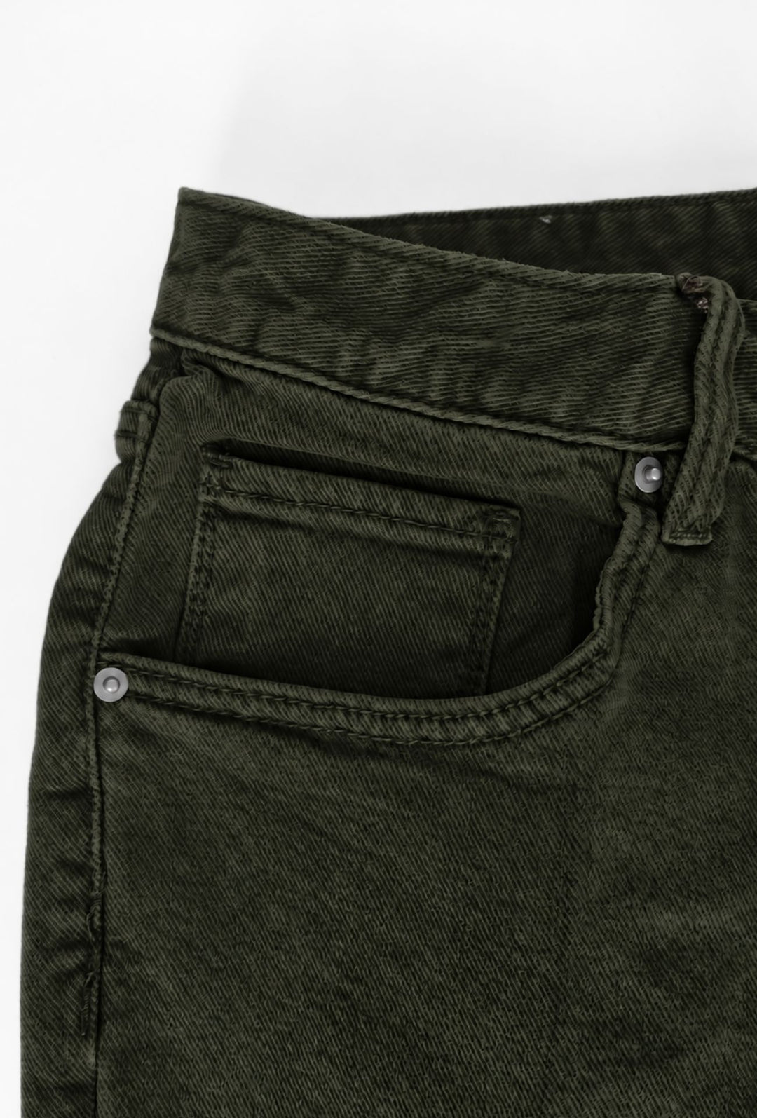 Pantalone uomo in cotone jeansato 5 Tasche invernale Regular Fit- VERDE MILITARE