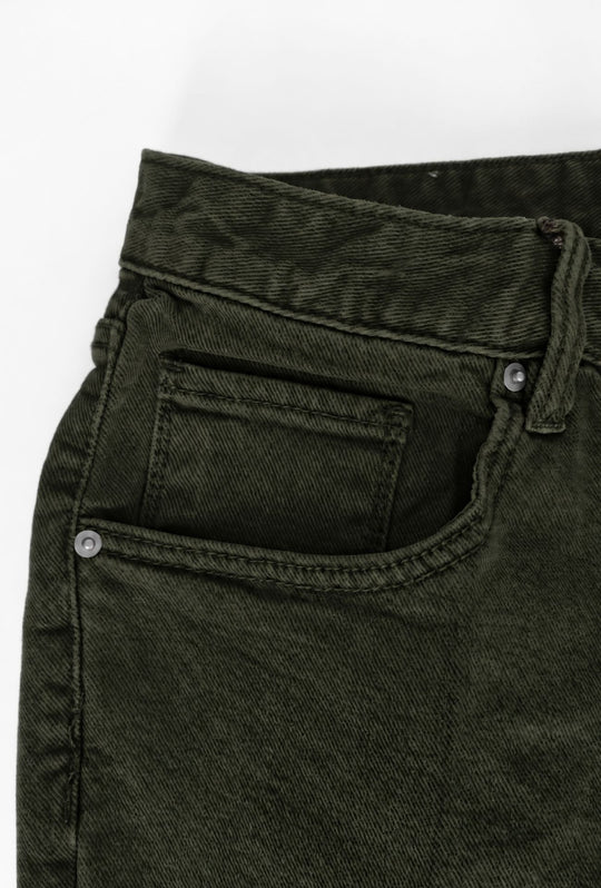 Pantalone uomo in cotone jeansato 5 Tasche invernale Regular Fit- VERDE MILITARE