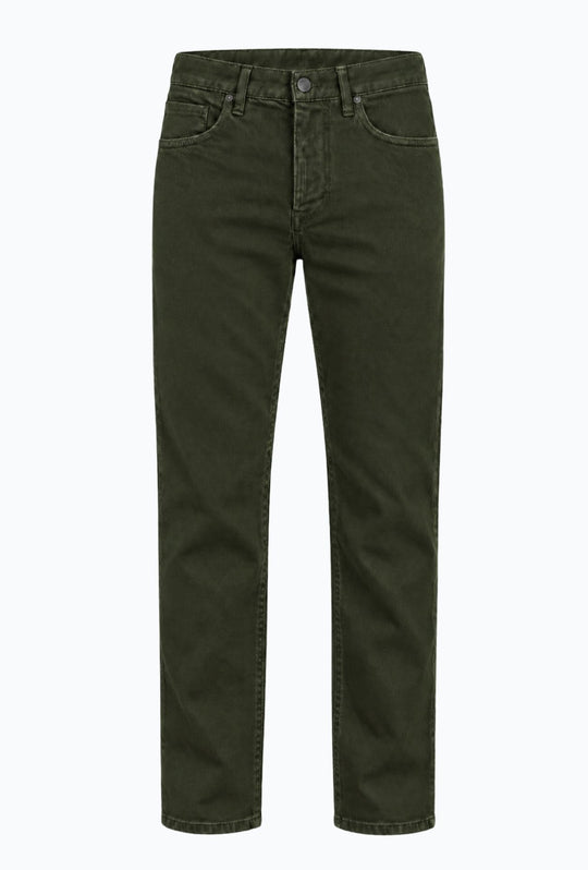 Pantalone uomo in cotone jeansato 5 Tasche invernale Regular Fit- VERDE MILITARE