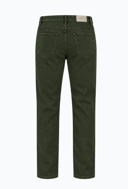 Pantalone uomo in cotone jeansato 5 Tasche invernale Regular Fit- VERDE MILITARE