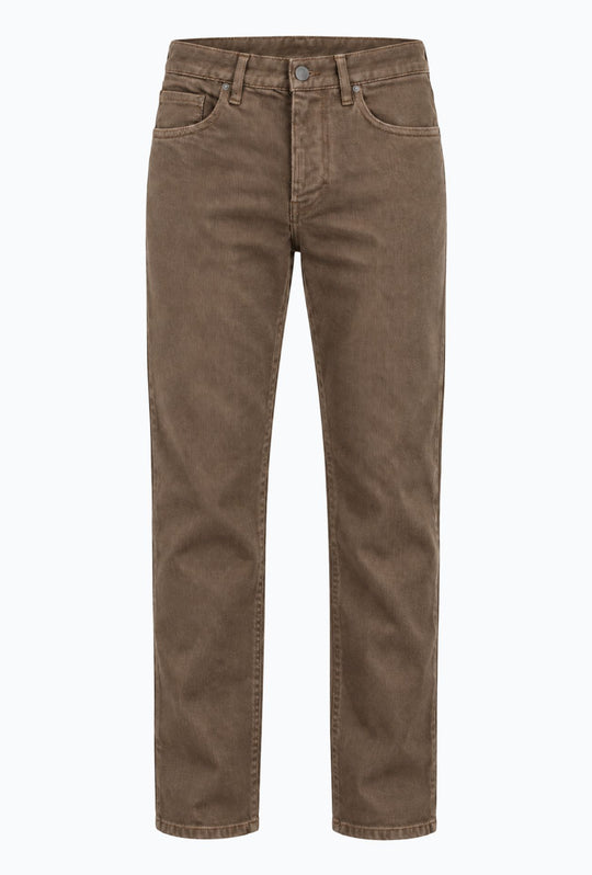 Pantalone uomo in cotone jeansato 5 Tasche invernale Regular Fit- CAPPUCCINO
