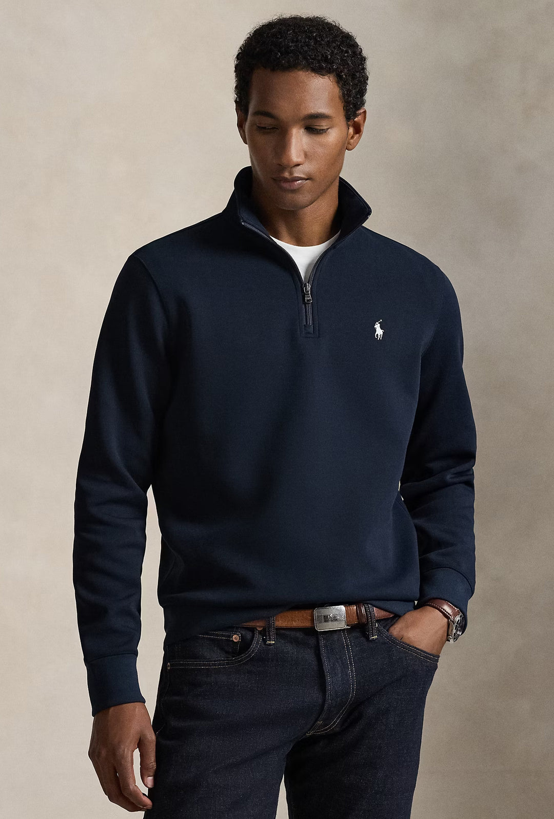 Felpa uomo RALPH LAUREN mezza zip lupetto - BLU