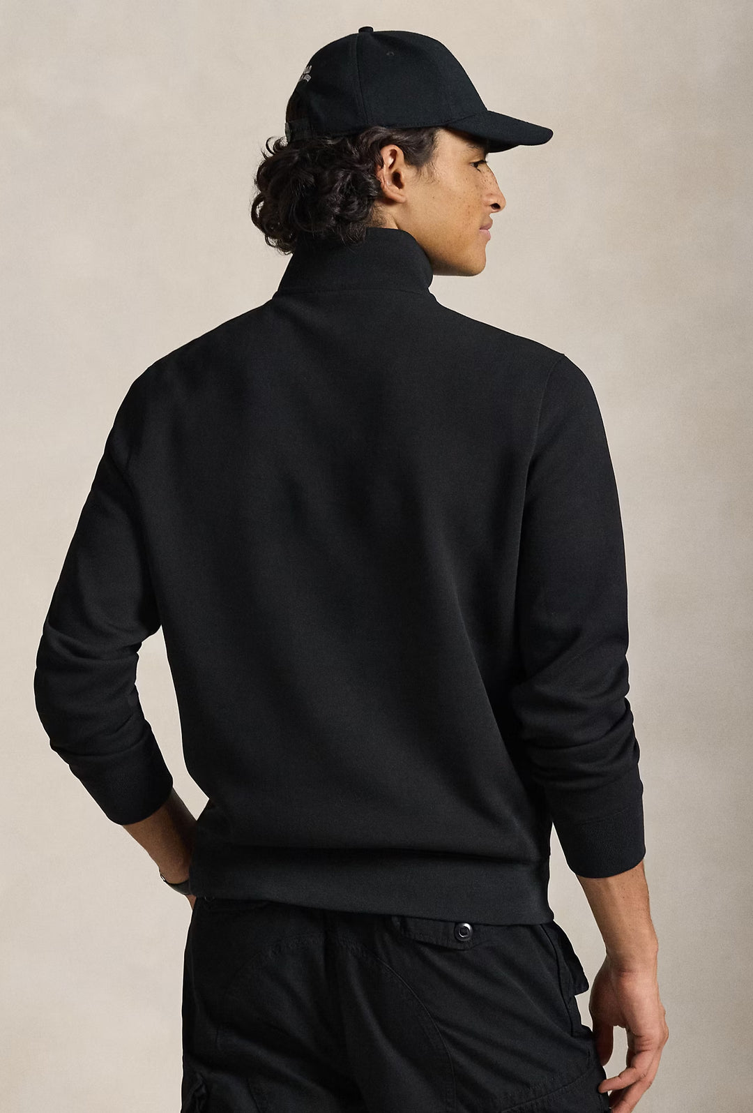Felpa uomo RALPH LAUREN mezza zip lupetto - NERO