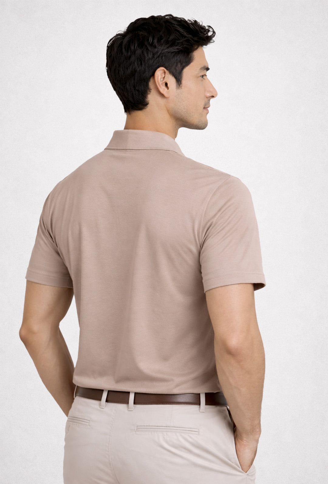 Polo Uomo tessuto di Scozia 100% Cotone Mercerizzato Regular Fit, Made in Italy -BEIGE