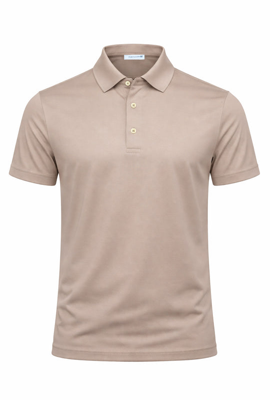 Polo Uomo tessuto di Scozia 100% Cotone Mercerizzato Regular Fit, Made in Italy -BEIGE