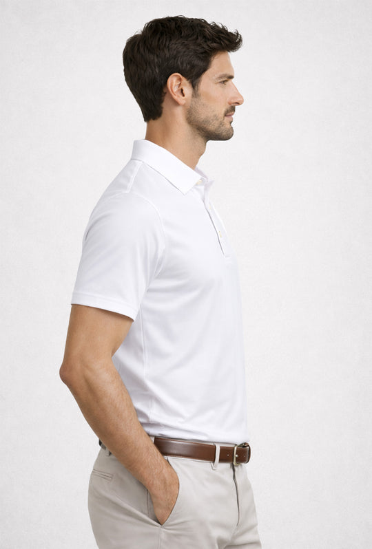Polo Uomo tessuto di Scozia 100% Cotone Mercerizzato Regular Fit, Made in Italy -BIANCO
