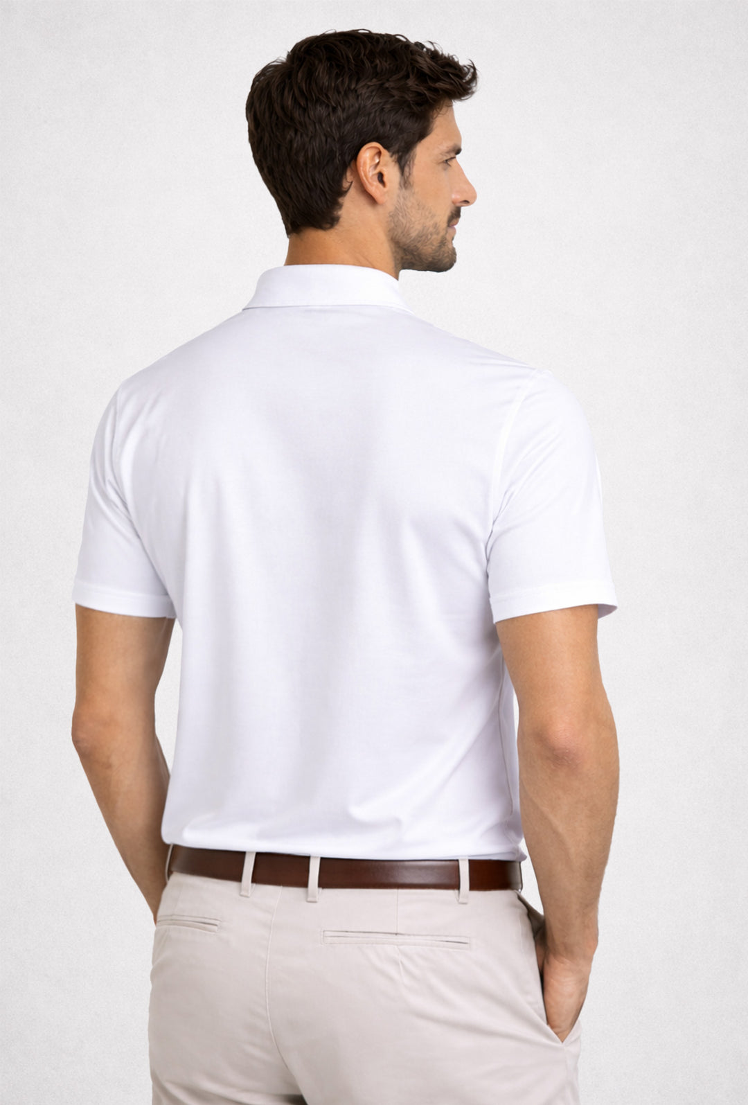Polo Uomo tessuto di Scozia 100% Cotone Mercerizzato Regular Fit, Made in Italy -BIANCO