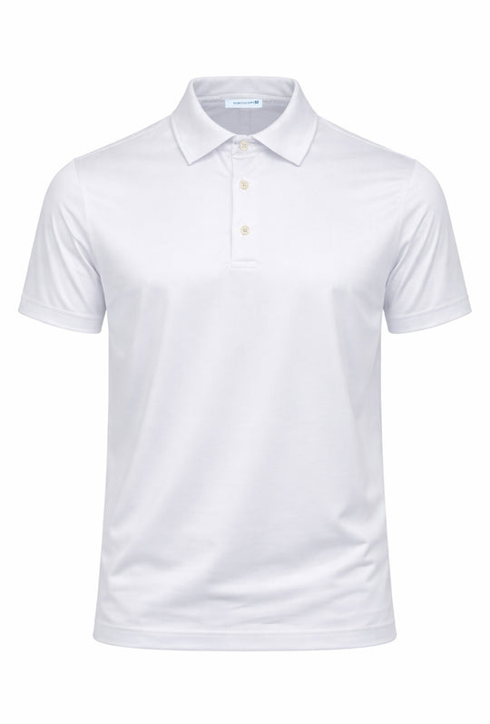 Polo Uomo tessuto di Scozia 100% Cotone Mercerizzato Regular Fit, Made in Italy -BIANCO