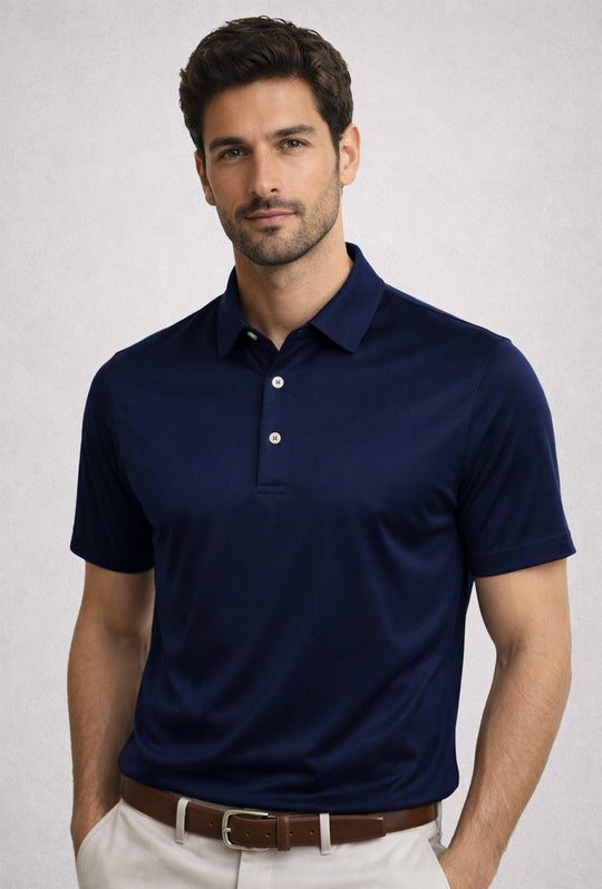 Polo Uomo tessuto di Scozia 100% Cotone Mercerizzato Regular Fit, Made in Italy - BLU