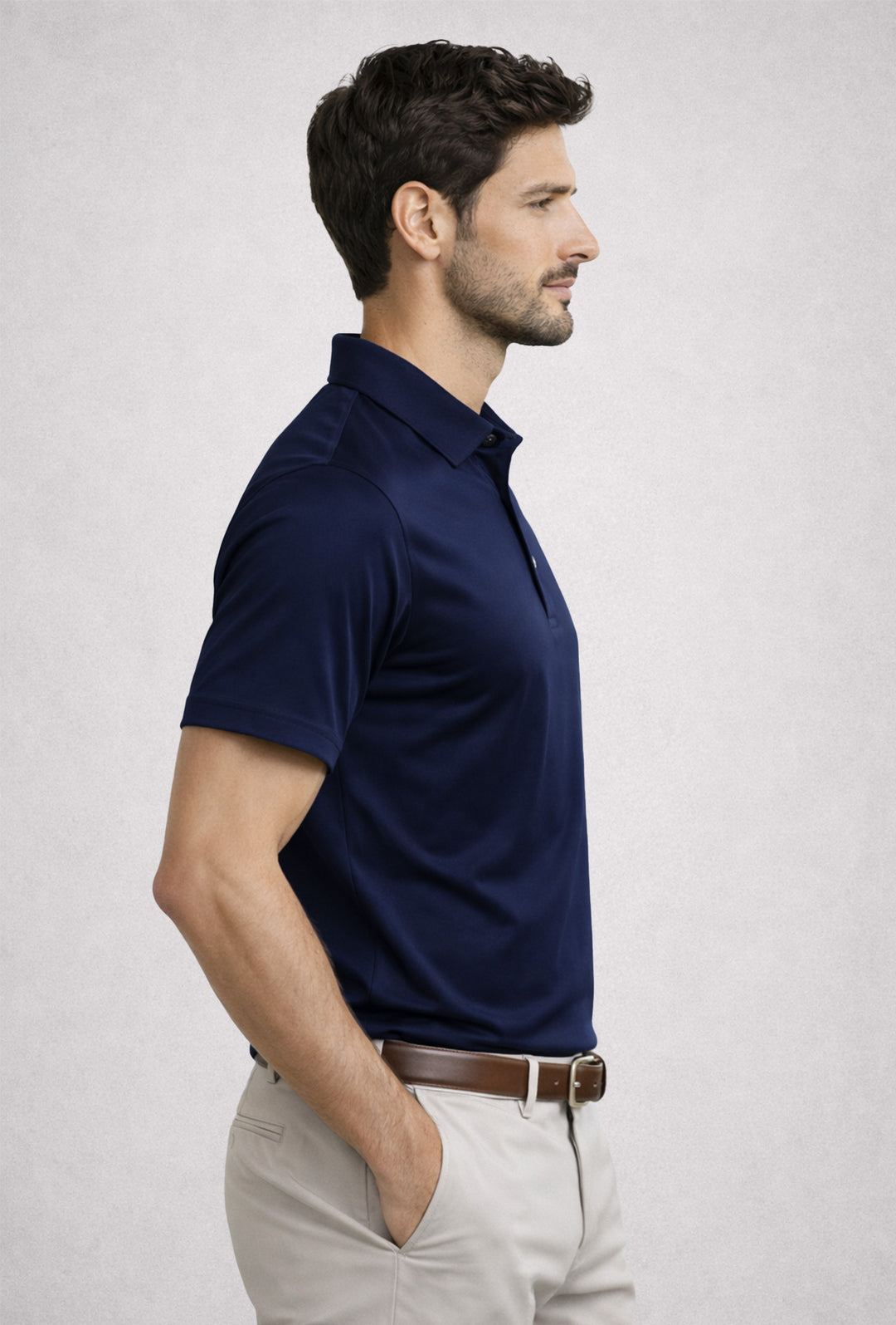 Polo Uomo tessuto di Scozia 100% Cotone Mercerizzato Regular Fit, Made in Italy - BLU