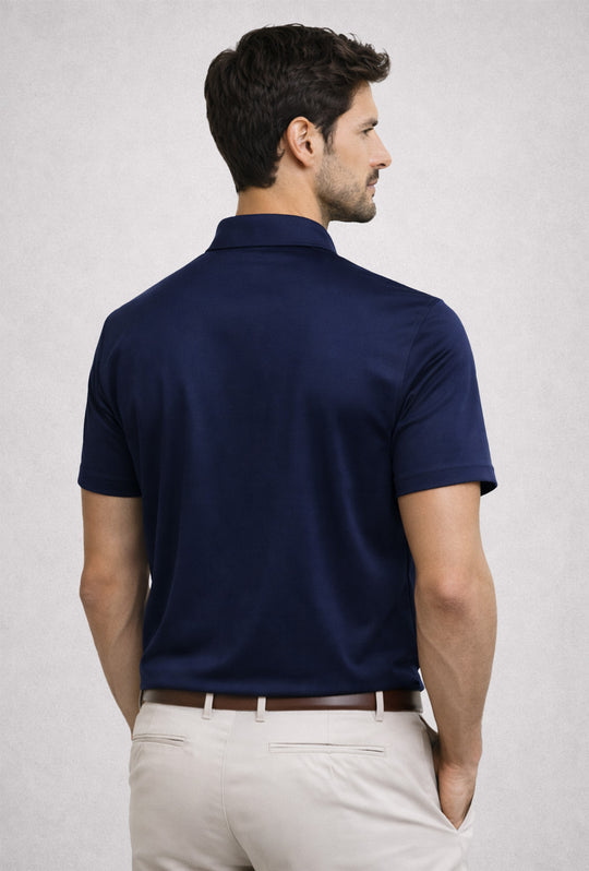 Polo Uomo tessuto di Scozia 100% Cotone Mercerizzato Regular Fit, Made in Italy - BLU