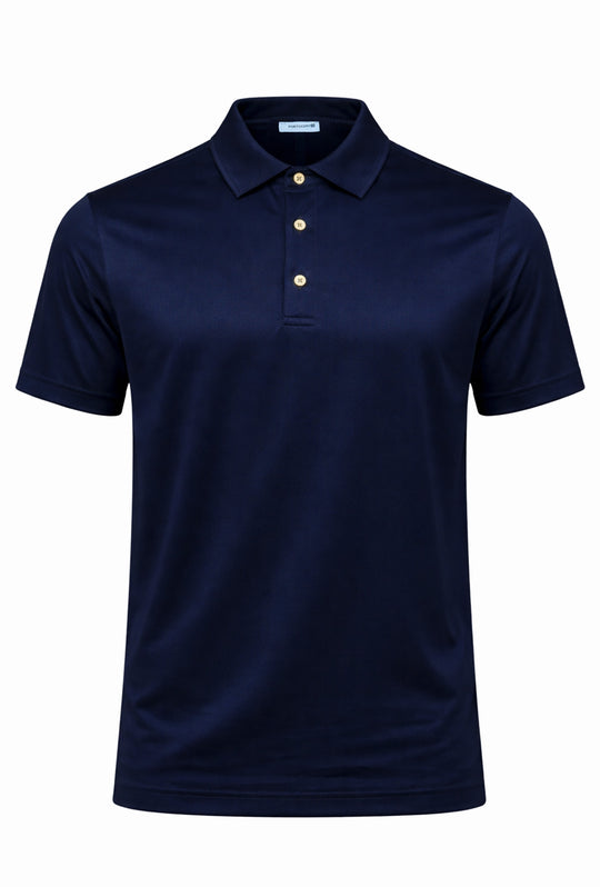 Polo Uomo tessuto di Scozia 100% Cotone Mercerizzato Regular Fit, Made in Italy - BLU