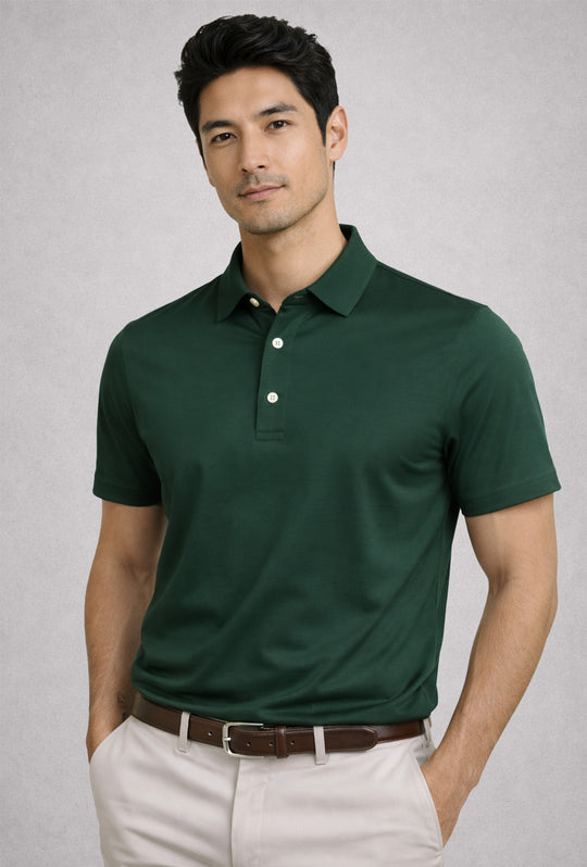 Polo Uomo tessuto di Scozia 100% Cotone Mercerizzato Regular Fit, Made in Italy - VERDE