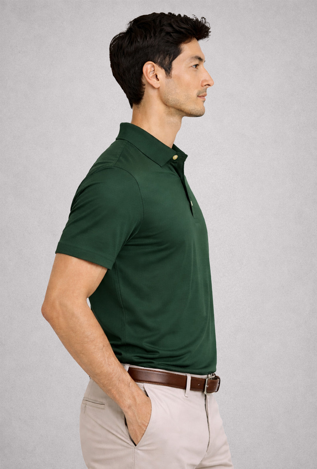 Polo Uomo tessuto di Scozia 100% Cotone Mercerizzato Regular Fit, Made in Italy - VERDE
