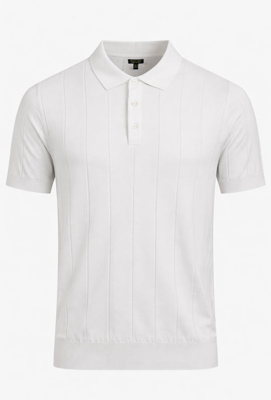 Polo uomo in crepe di cotone Dresserd a maglia - BIANCO