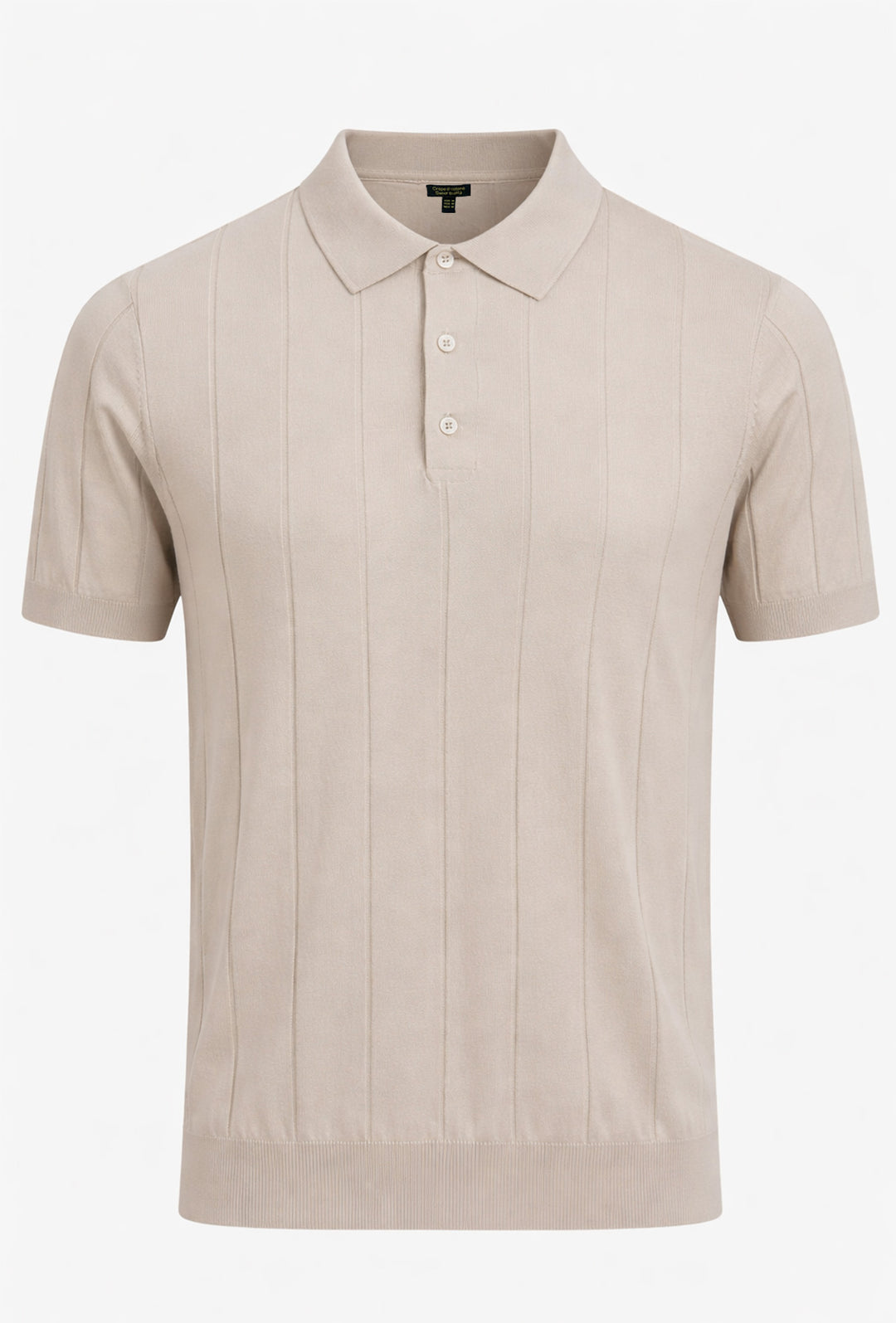 Polo uomo in crepe di cotone Dresserd a maglia - BEIGE