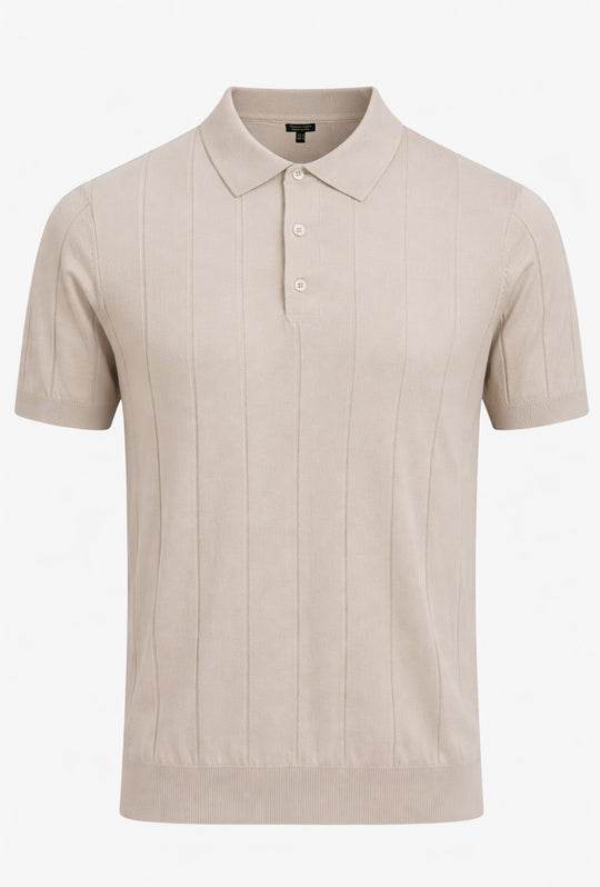 Polo uomo in crepe di cotone Dresserd a maglia - BEIGE