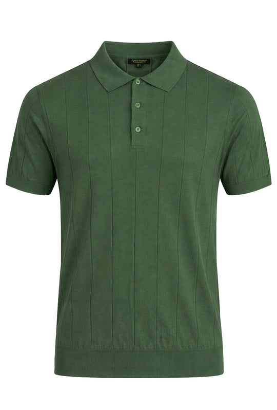 Polo uomo in crepe di cotone Dresserd a maglia - VERDE