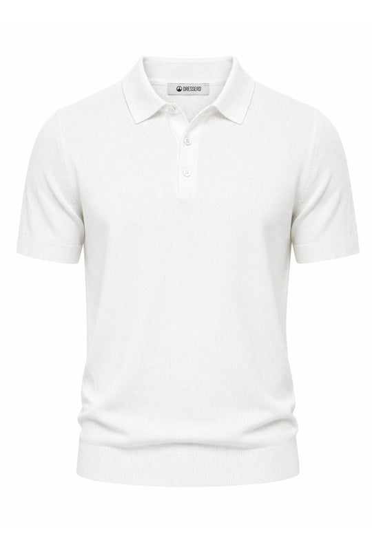 Polo uomo in maglia 100% Cotone in maglia trama lavorata - BIANCO