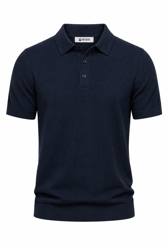 Polo uomo in maglia 100% Cotone in maglia trama lavorata - BLU