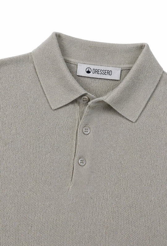 Polo uomo in maglia 100% Cotone in maglia trama lavorata - GRIGIO