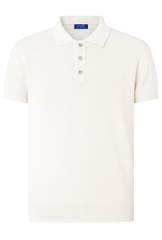Polo Uomo in Filo Cotone trama lavorata Made in Italy Dresserd - BIANCO