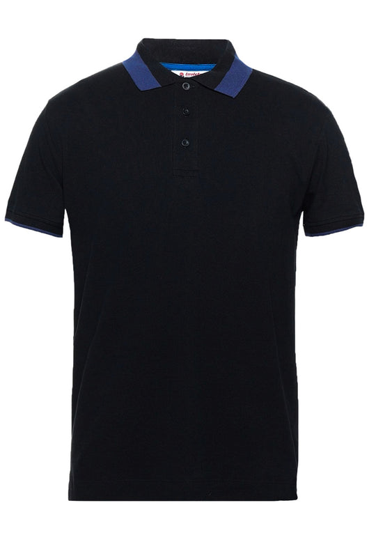 Polo uomo INVICTA mezza manica cotone Piquet Contrasto collo Maglie Dresserd - NERO