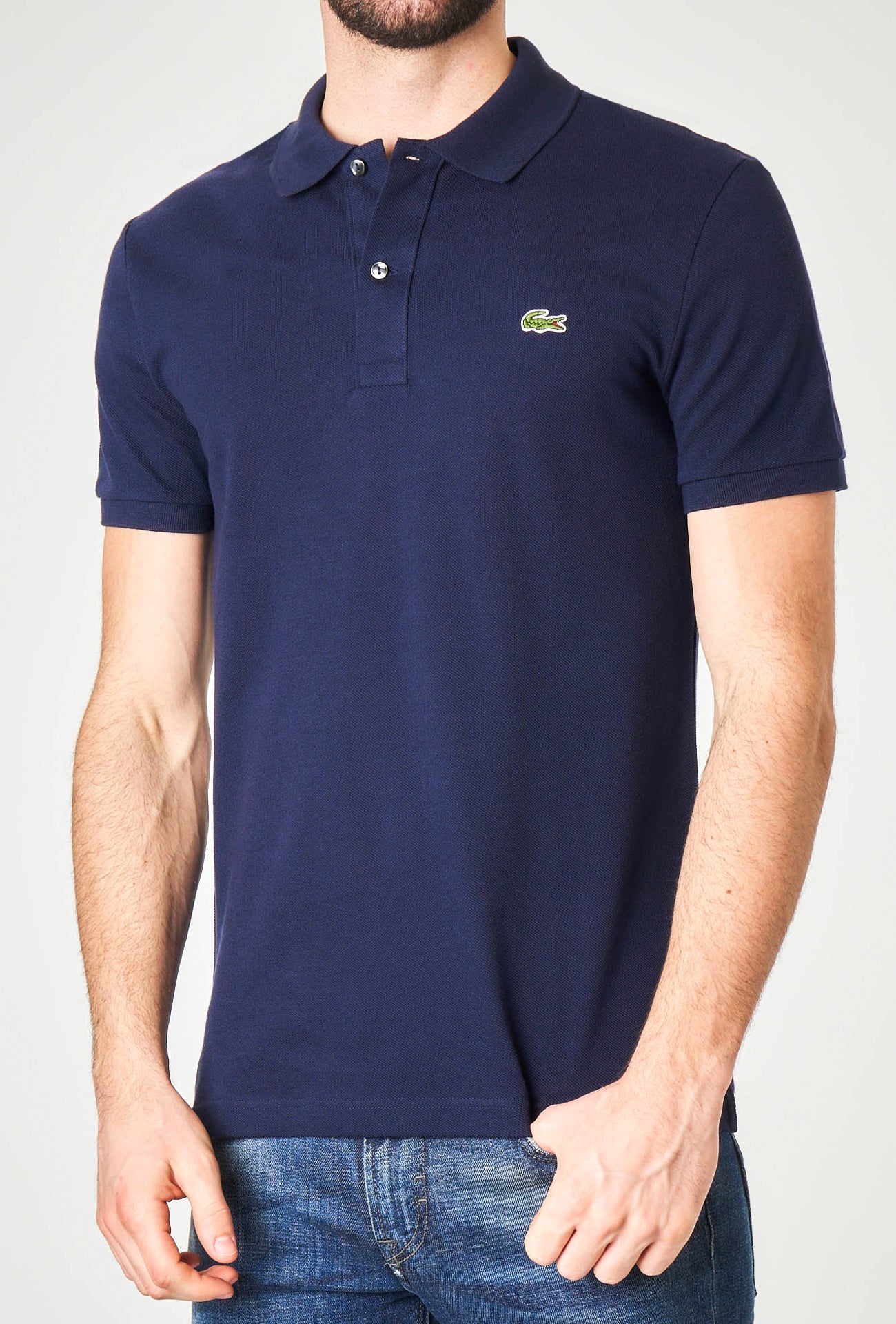 Polo Uomo LACOSTE slim fit mezza manica PH4012 in petit pique BLU