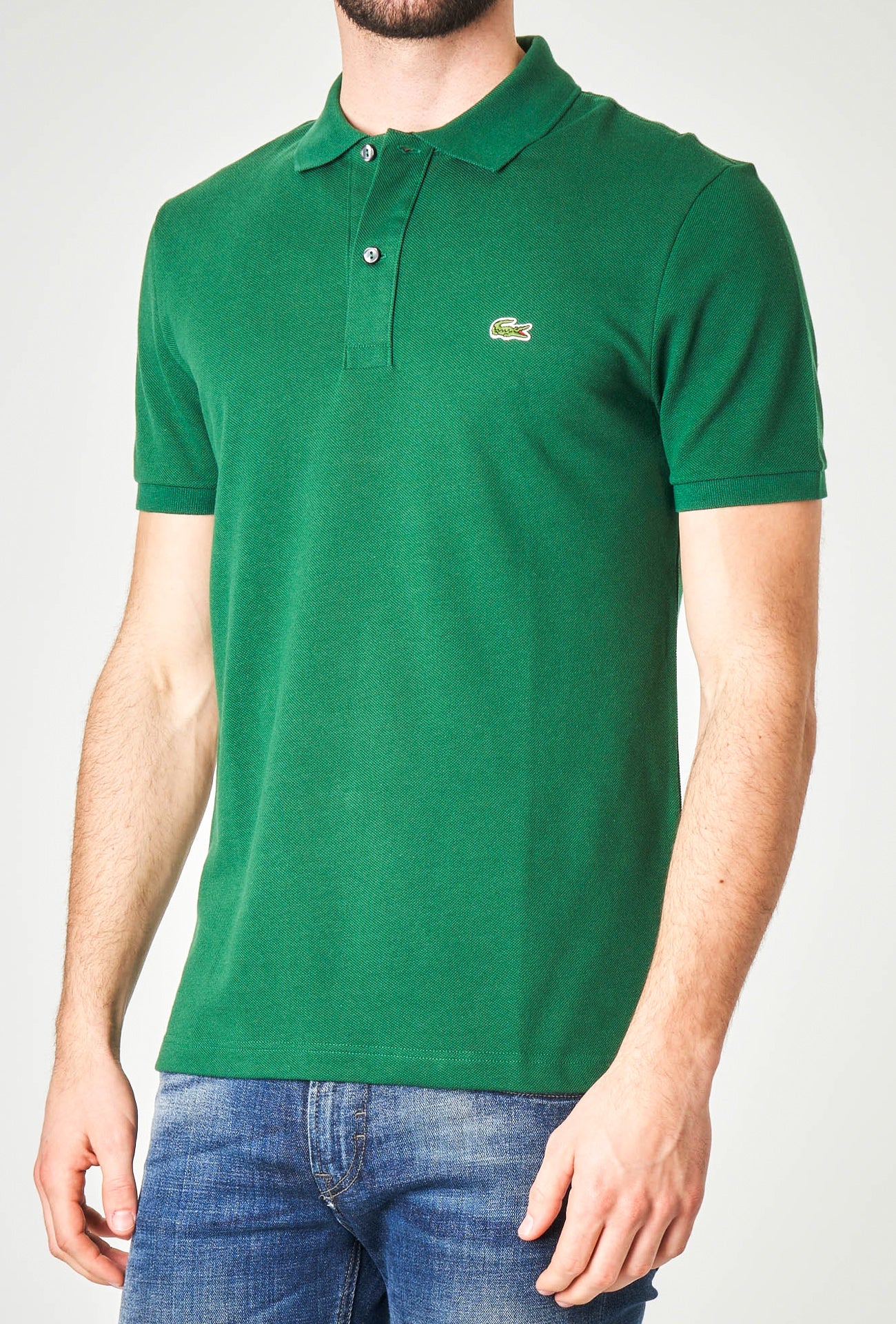 Polo Uomo LACOSTE slim fit mezza manica PH4012 in petit pique VERDE DRESSERD