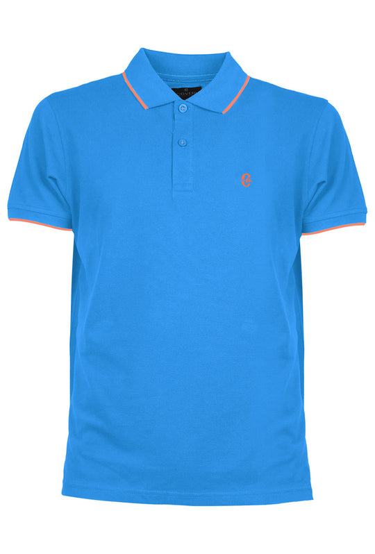 Polo Uomo Enrico Coveri logo Fluo 100% Cotone Maglia mezza manica Dresserd - AZZURRO