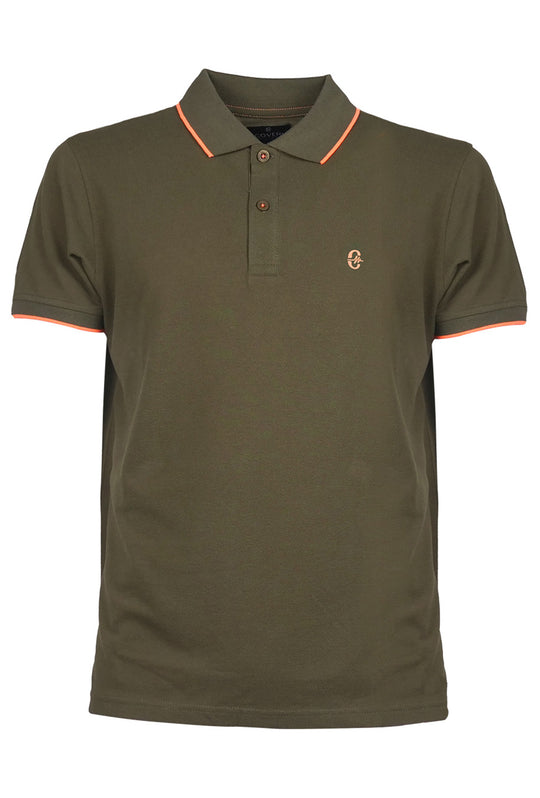 Polo Uomo Enrico Coveri logo Fluo 100% Cotone Maglia mezza manica Dresserd - VERDE MILITARE