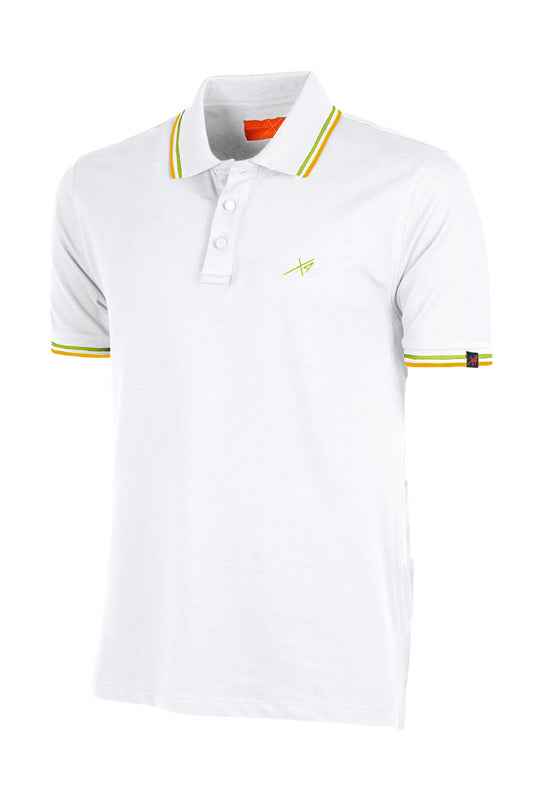 Polo Uomo Nerovago Piquet con colletto Fluo Semi slim fit Polo Dresserd - BIANCO