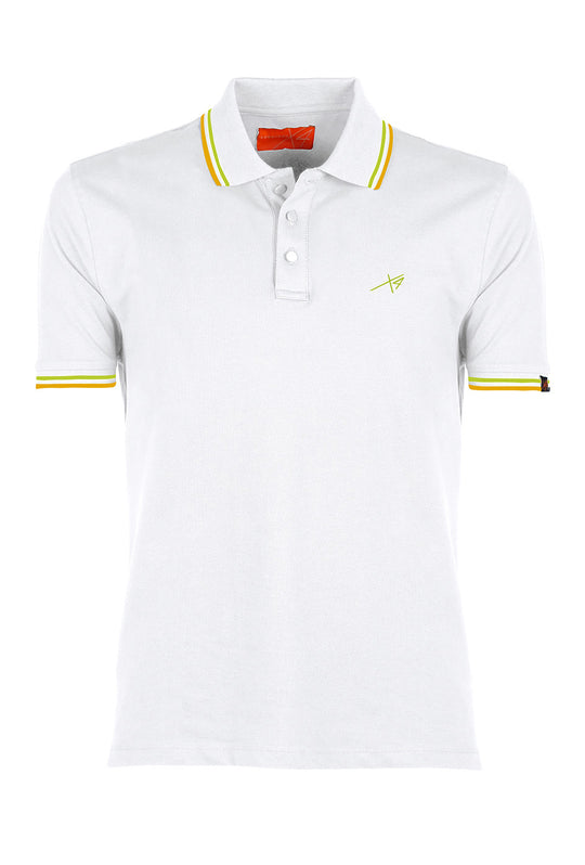 Polo Uomo Nerovago Piquet con colletto Fluo Semi slim fit Polo Dresserd - BIANCO