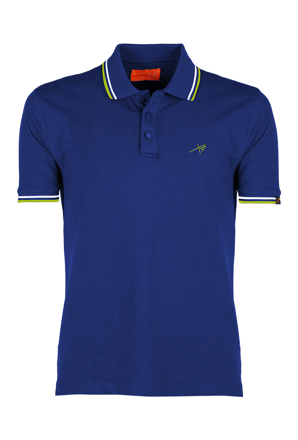 Polo Uomo Nerovago Piquet con colletto Fluo Semi slim fit Polo Dresserd - BLU