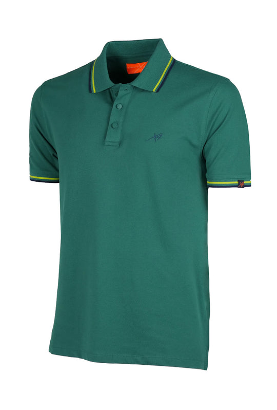 Polo Uomo Nerovago Piquet con colletto Fluo Semi slim fit Polo Dresserd - VERDE