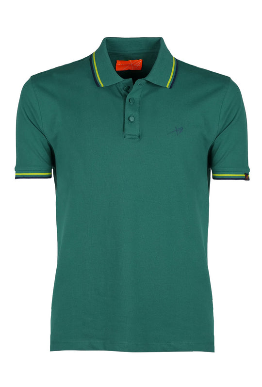 Polo Uomo Nerovago Piquet con colletto Fluo Semi slim fit Polo Dresserd - VERDE