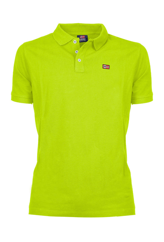 Polo Uomo NORWAY mezza manica 100% Cotone Tinta Unita - VERDE ACIDO