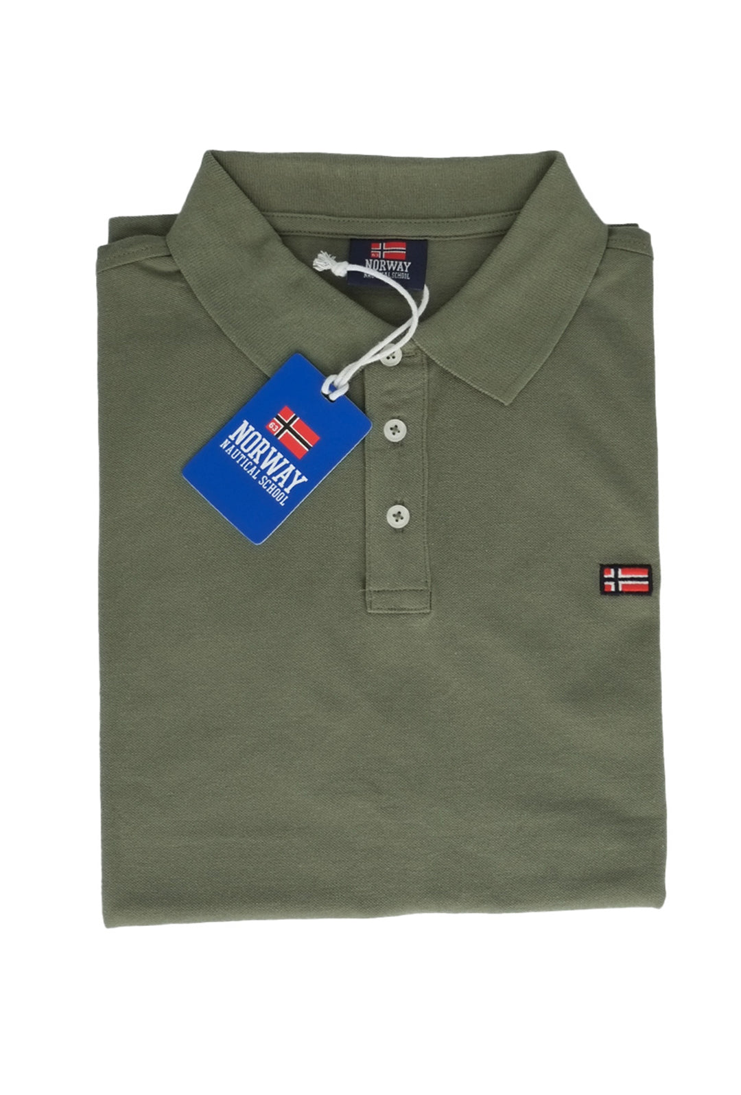 Polo Uomo NORWAY mezza manica 100% Cotone Tinta Unita - VERDE MILITARE